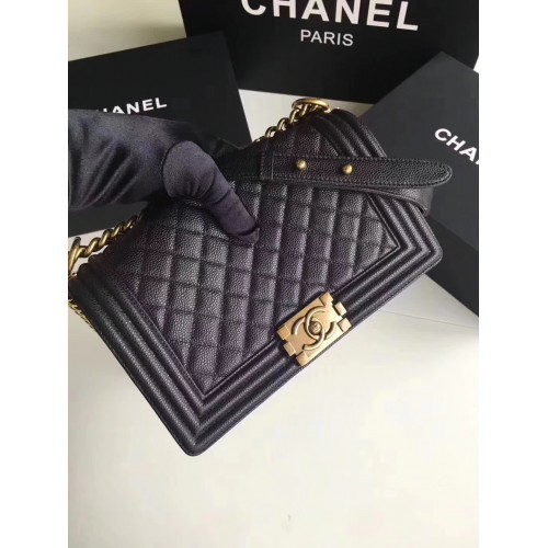 Chanel Boy Genuine caviar leather black 25cm